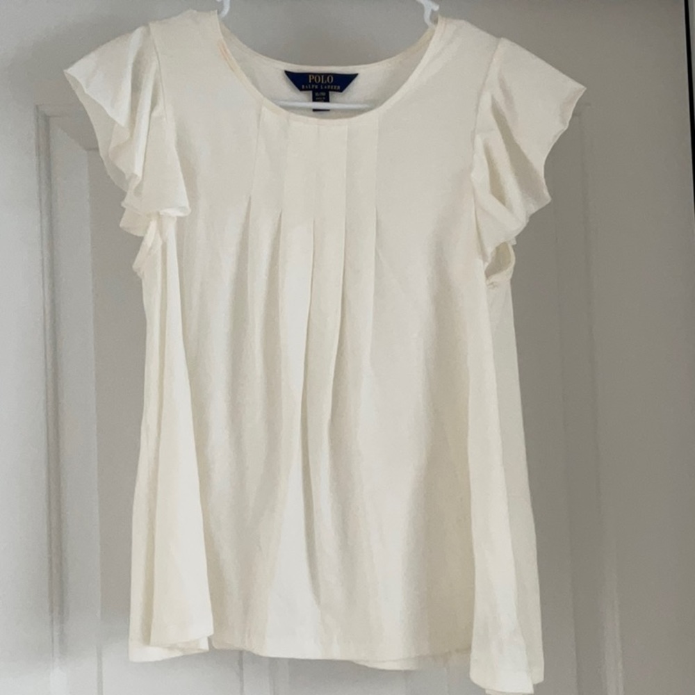 Polo by Ralph Lauren Women's Ivory Ruffle Sleeve Blouse
